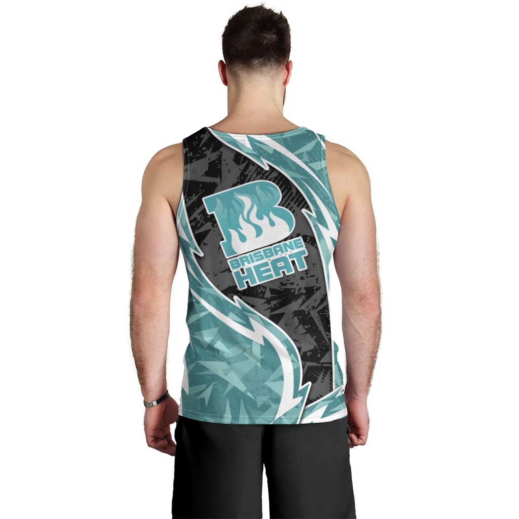 Brisbane Heat Men Tank Top Flaming Lightning Storm Geometric Sports Mascot Art