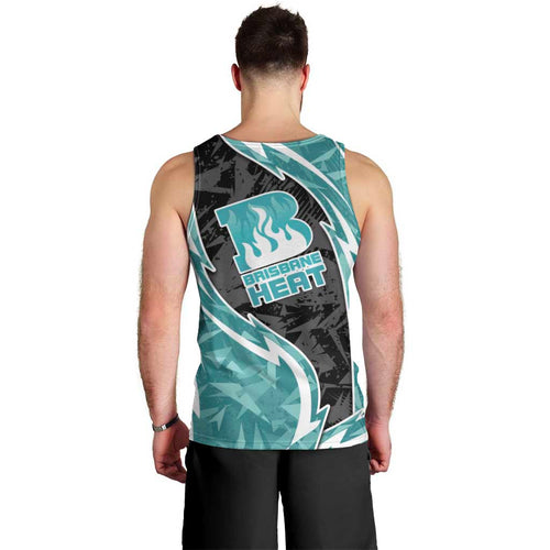 Brisbane Heat Men Tank Top Flaming Lightning Storm Geometric Sports Mascot Art
