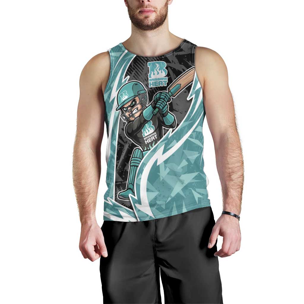 Brisbane Heat Men Tank Top Flaming Lightning Storm Geometric Sports Mascot Art