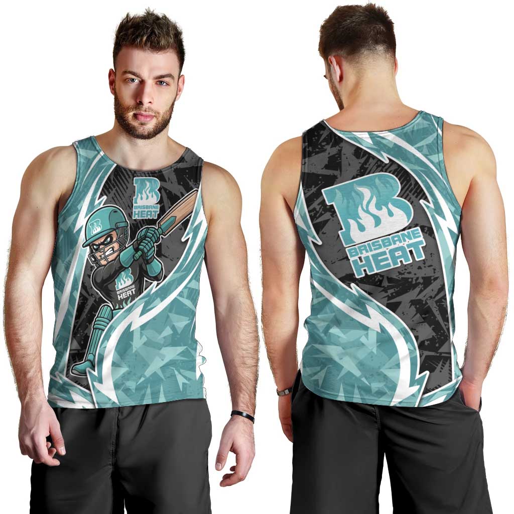 Brisbane Heat Men Tank Top Flaming Lightning Storm Geometric Sports Mascot Art