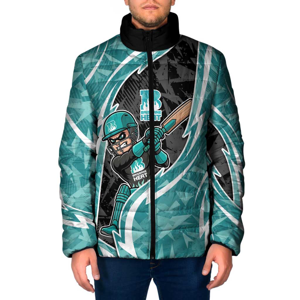 Brisbane Heat Padded Jacket Flaming Lightning Storm Geometric Sports Mascot Art