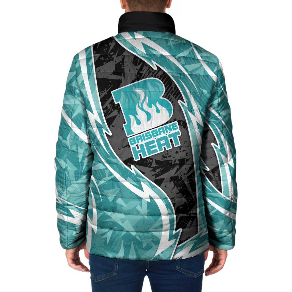 Brisbane Heat Padded Jacket Flaming Lightning Storm Geometric Sports Mascot Art