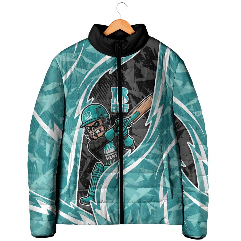Brisbane Heat Padded Jacket Flaming Lightning Storm Geometric Sports Mascot Art