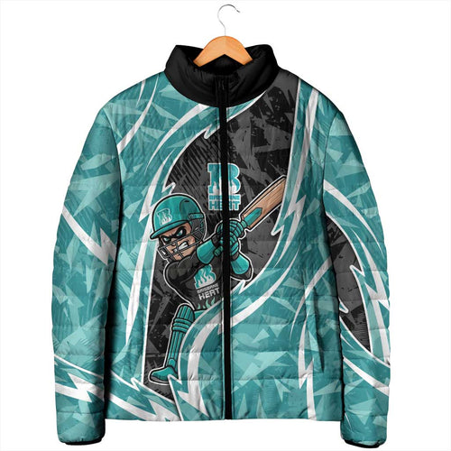 Brisbane Heat Padded Jacket Flaming Lightning Storm Geometric Sports Mascot Art