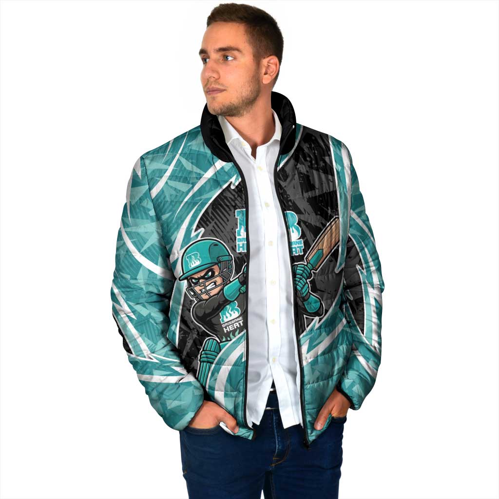 Brisbane Heat Padded Jacket Flaming Lightning Storm Geometric Sports Mascot Art