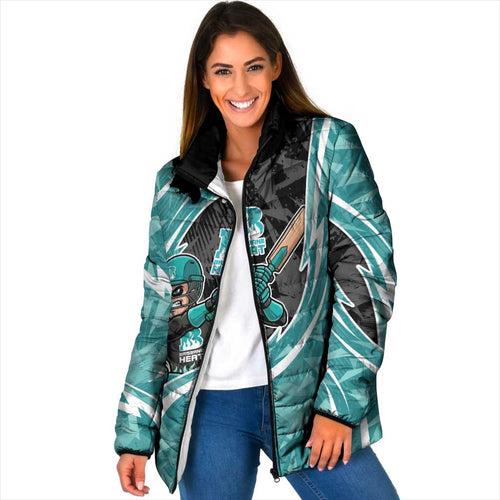 Brisbane Heat Padded Jacket Flaming Lightning Storm Geometric Sports Mascot Art