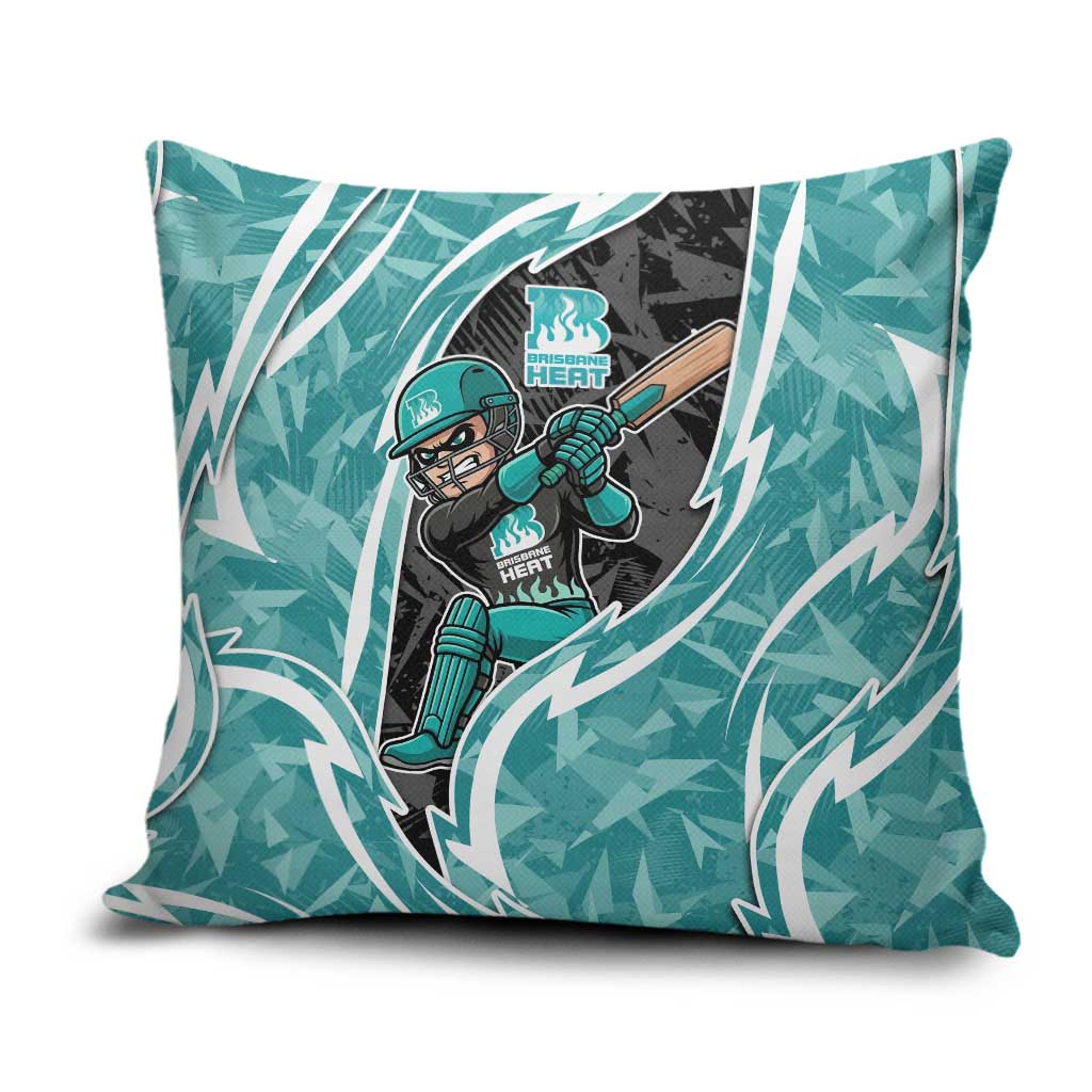 Brisbane Heat Pillow Cover Flaming Lightning Storm Geometric Sports Mascot Art
