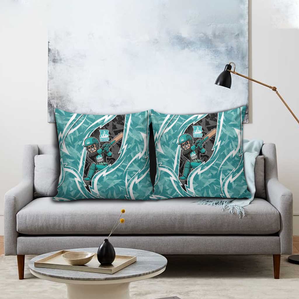Brisbane Heat Pillow Cover Flaming Lightning Storm Geometric Sports Mascot Art