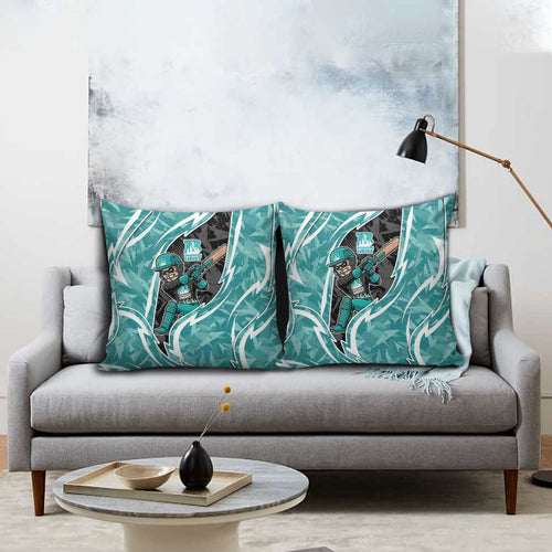 Brisbane Heat Pillow Cover Flaming Lightning Storm Geometric Sports Mascot Art
