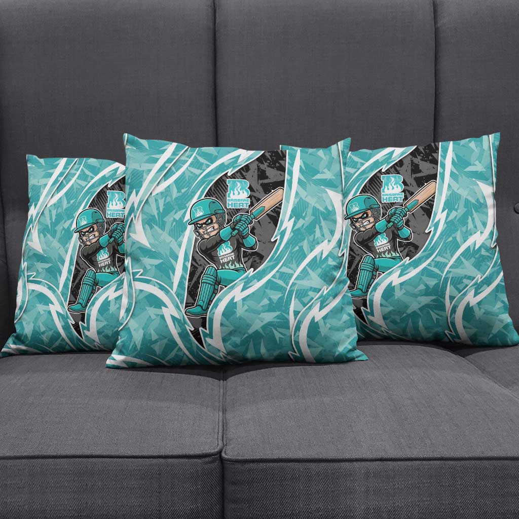 Brisbane Heat Pillow Cover Flaming Lightning Storm Geometric Sports Mascot Art