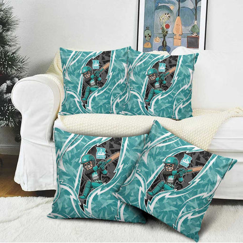 Brisbane Heat Pillow Cover Flaming Lightning Storm Geometric Sports Mascot Art