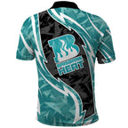 Brisbane Heat Polo Shirt Flaming Lightning Storm Geometric Sports Mascot Art