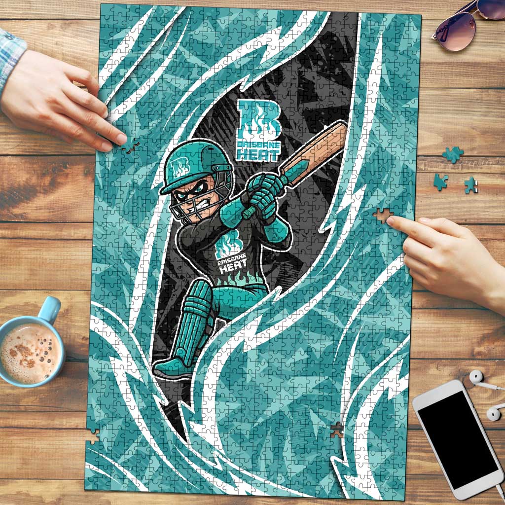 Brisbane Heat Puzzle Flaming Lightning Storm Geometric Sports Mascot Art