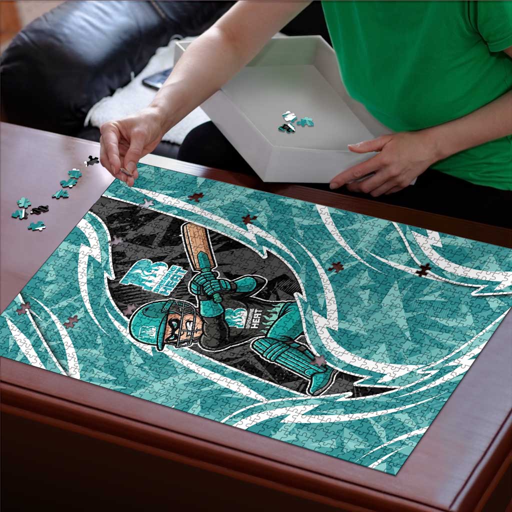 Brisbane Heat Puzzle Flaming Lightning Storm Geometric Sports Mascot Art