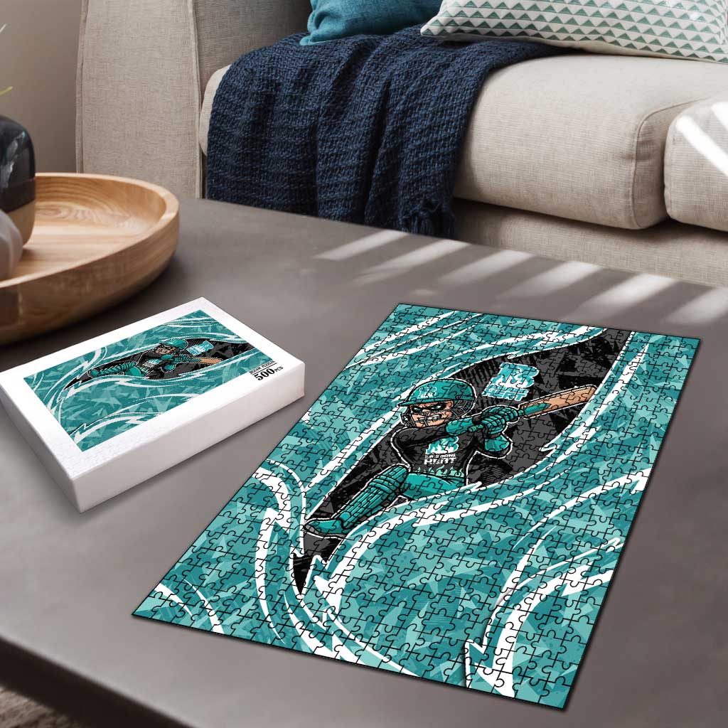 Brisbane Heat Puzzle Flaming Lightning Storm Geometric Sports Mascot Art