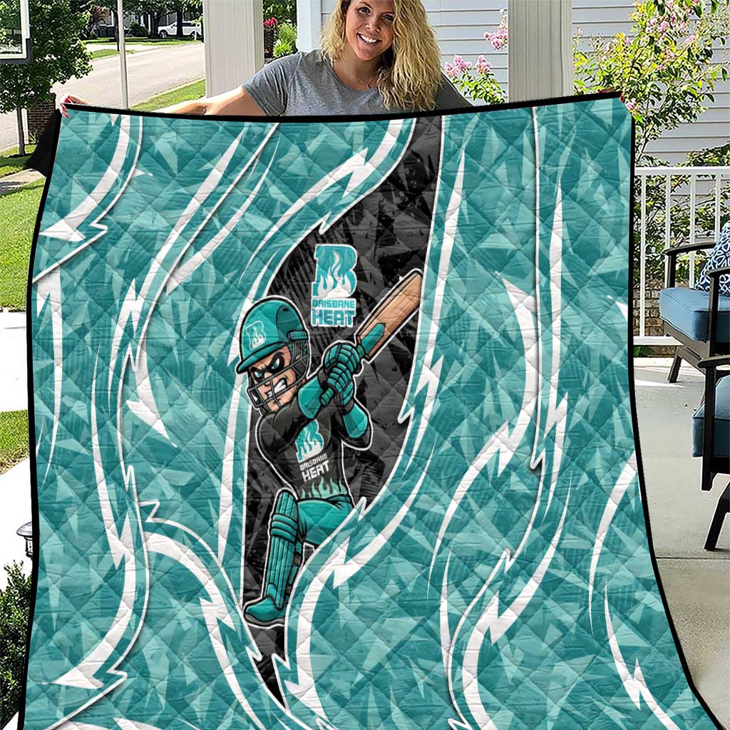 Brisbane Heat Quilt Flaming Lightning Storm Geometric Sports Mascot Art