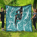 Brisbane Heat Quilt Flaming Lightning Storm Geometric Sports Mascot Art
