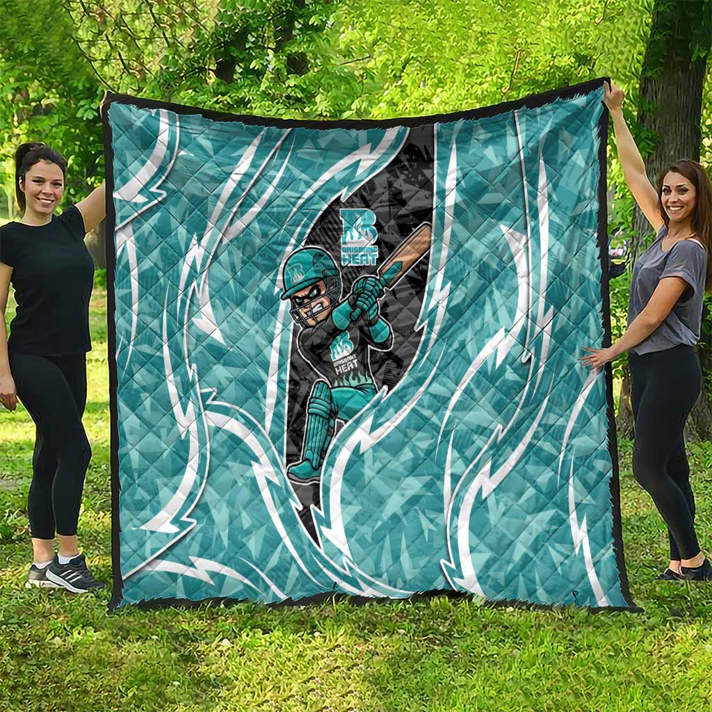 Brisbane Heat Quilt Flaming Lightning Storm Geometric Sports Mascot Art