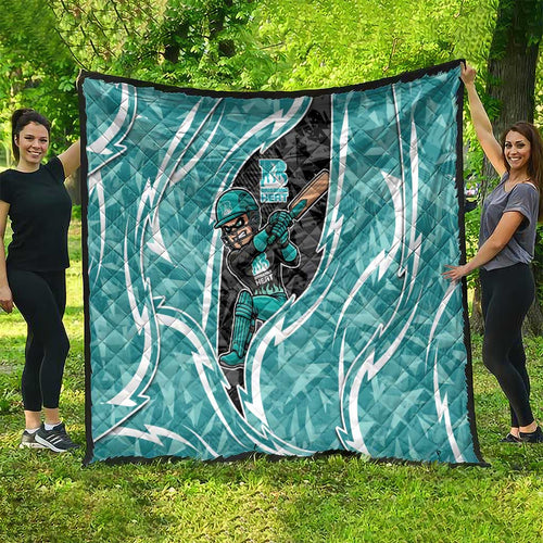 Brisbane Heat Quilt Flaming Lightning Storm Geometric Sports Mascot Art