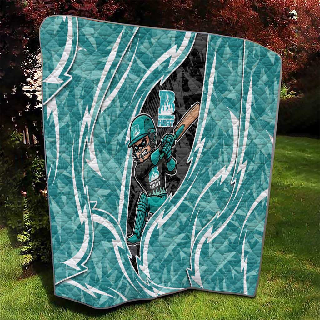 Brisbane Heat Quilt Flaming Lightning Storm Geometric Sports Mascot Art