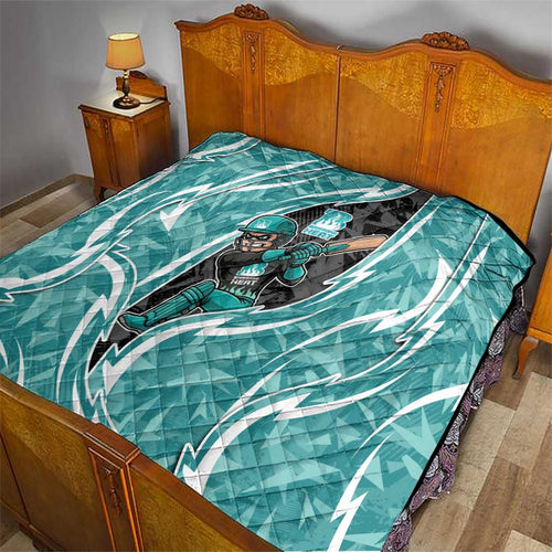 Brisbane Heat Quilt Flaming Lightning Storm Geometric Sports Mascot Art