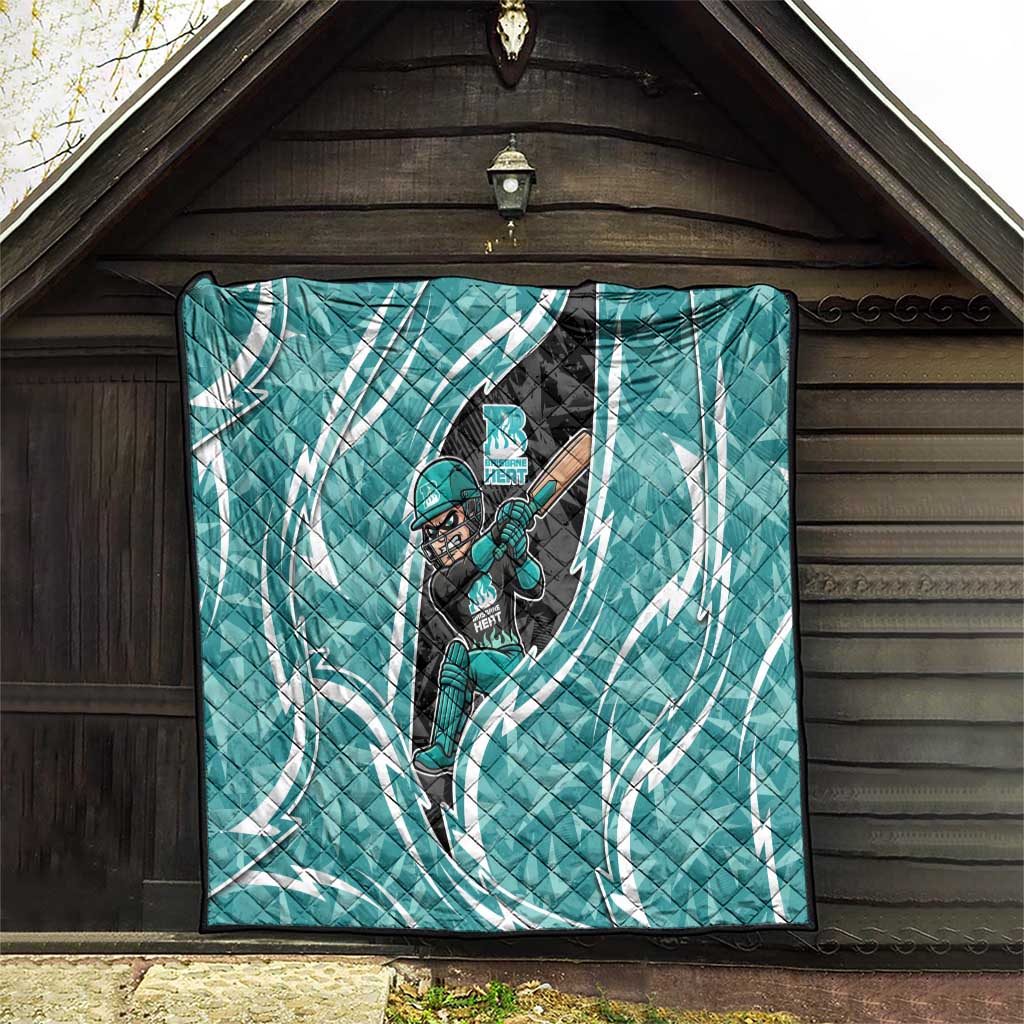 Brisbane Heat Quilt Flaming Lightning Storm Geometric Sports Mascot Art