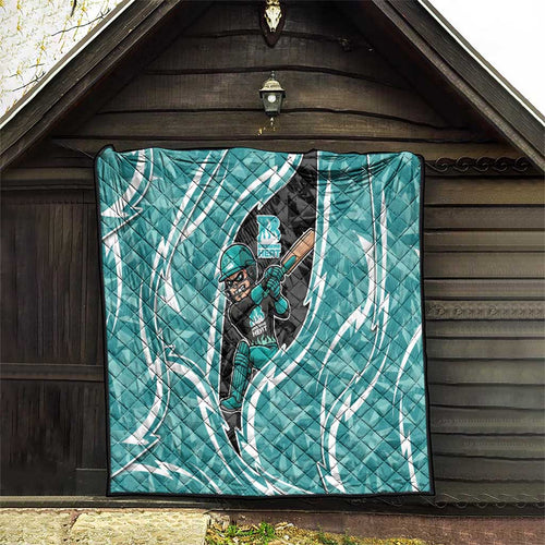 Brisbane Heat Quilt Flaming Lightning Storm Geometric Sports Mascot Art