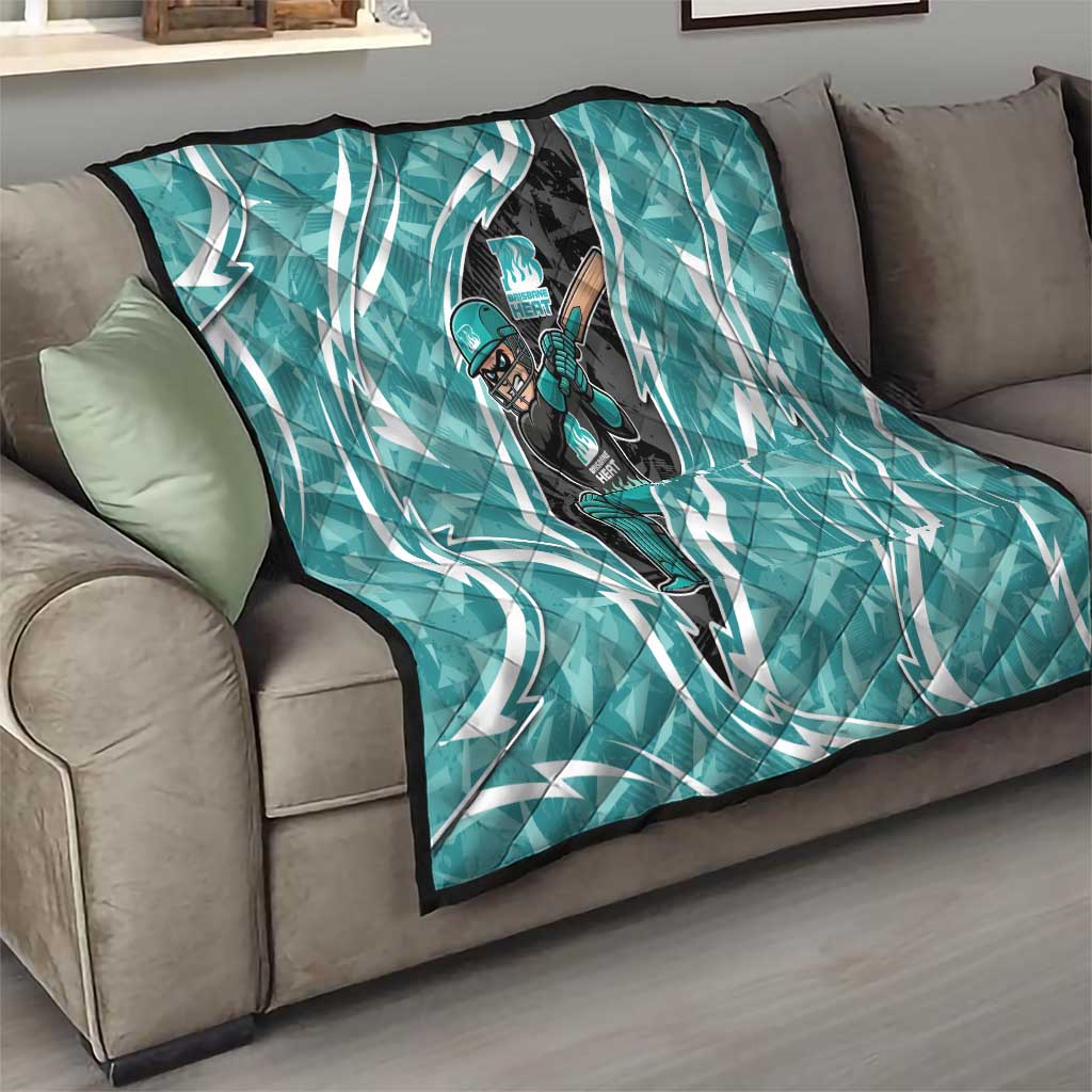 Brisbane Heat Quilt Flaming Lightning Storm Geometric Sports Mascot Art