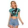 Brisbane Heat Raglan Cropped T Shirt Flaming Lightning Storm Geometric Sports Mascot Art