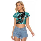 Brisbane Heat Raglan Cropped T Shirt Flaming Lightning Storm Geometric Sports Mascot Art