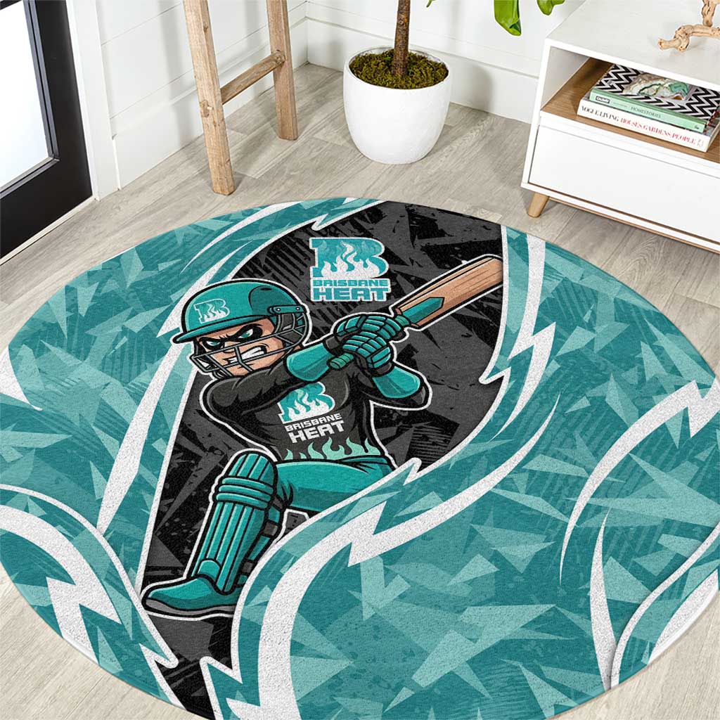 Brisbane Heat Round Carpet Flaming Lightning Storm Geometric Sports Mascot Art