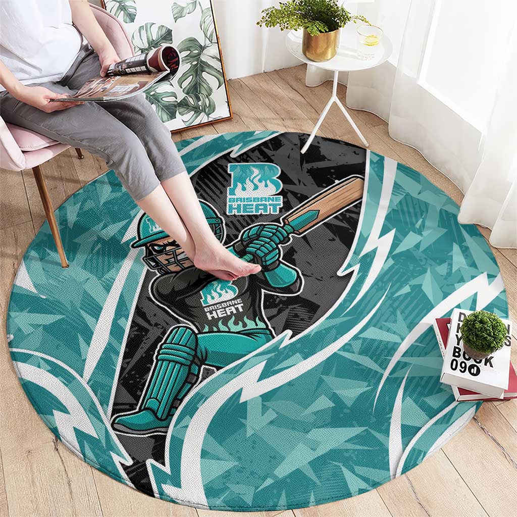 Brisbane Heat Round Carpet Flaming Lightning Storm Geometric Sports Mascot Art