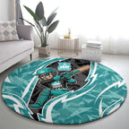 Brisbane Heat Round Carpet Flaming Lightning Storm Geometric Sports Mascot Art