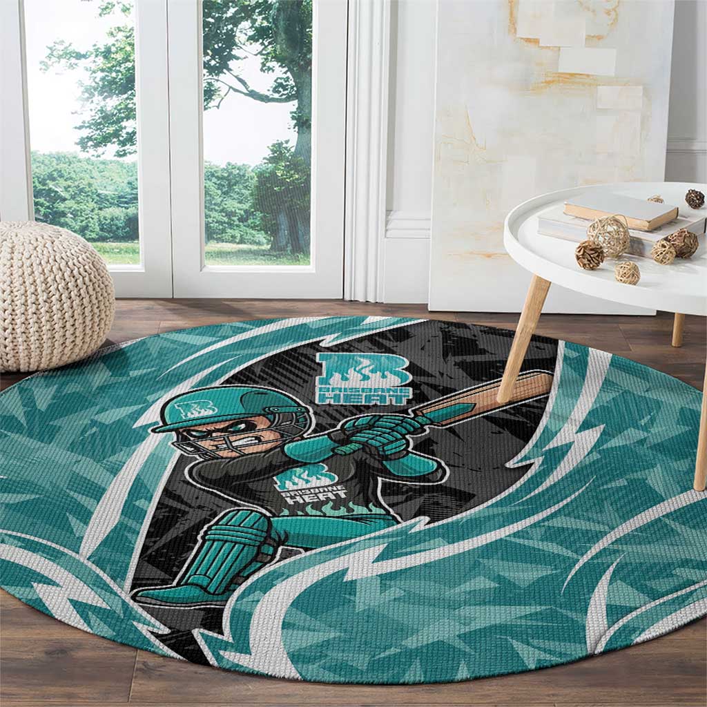 Brisbane Heat Round Carpet Flaming Lightning Storm Geometric Sports Mascot Art