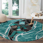 Brisbane Heat Round Carpet Flaming Lightning Storm Geometric Sports Mascot Art
