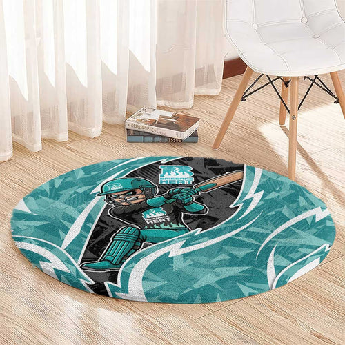 Brisbane Heat Round Carpet Flaming Lightning Storm Geometric Sports Mascot Art