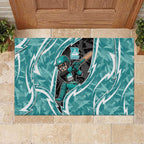 Brisbane Heat Rubber Doormat Flaming Lightning Storm Geometric Sports Mascot Art