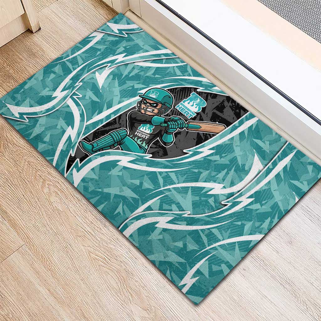 Brisbane Heat Rubber Doormat Flaming Lightning Storm Geometric Sports Mascot Art