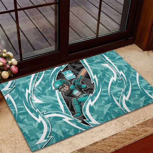 Brisbane Heat Rubber Doormat Flaming Lightning Storm Geometric Sports Mascot Art
