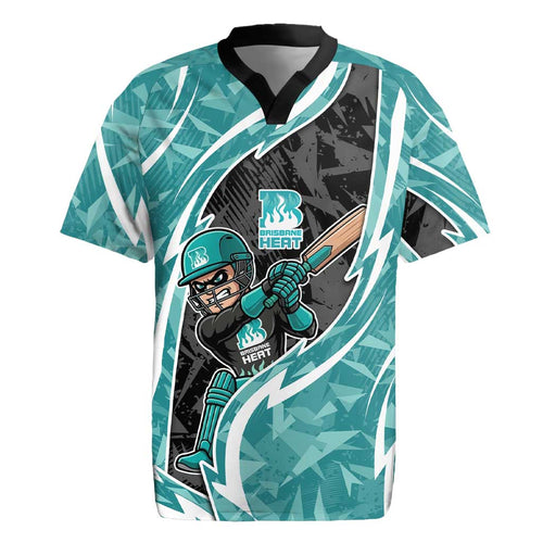 Brisbane Heat Rugby Jersey Flaming Lightning Storm Geometric Sports Mascot Art