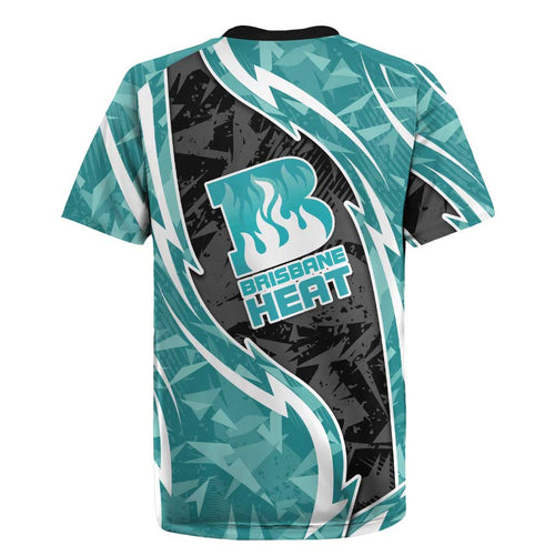 Brisbane Heat Rugby Jersey Flaming Lightning Storm Geometric Sports Mascot Art