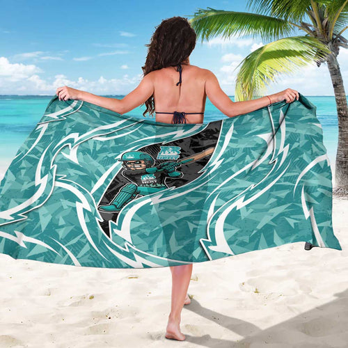 Brisbane Heat Sarong Flaming Lightning Storm Geometric Sports Mascot Art