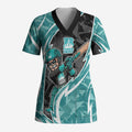 Brisbane Heat Scrub Top Flaming Lightning Storm Geometric Sports Mascot Art