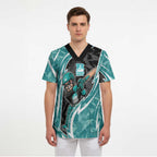 Brisbane Heat Scrub Top Flaming Lightning Storm Geometric Sports Mascot Art