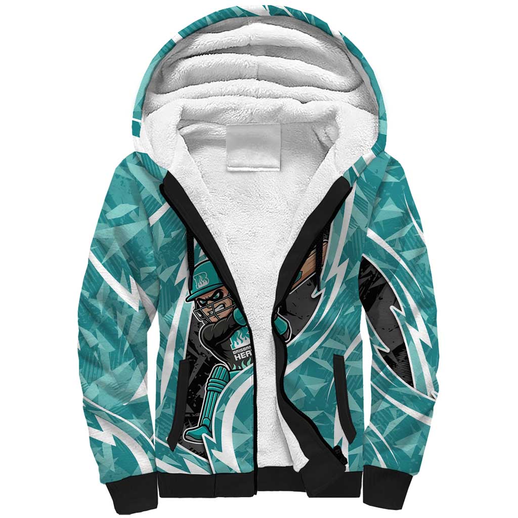 Brisbane Heat Sherpa Hoodie Flaming Lightning Storm Geometric Sports Mascot Art