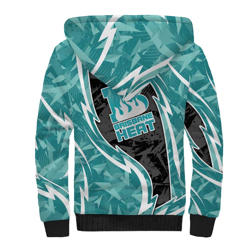 Brisbane Heat Sherpa Hoodie Flaming Lightning Storm Geometric Sports Mascot Art
