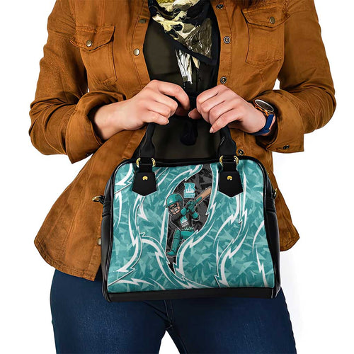 Brisbane Heat Shoulder Handbag Flaming Lightning Storm Geometric Sports Mascot Art