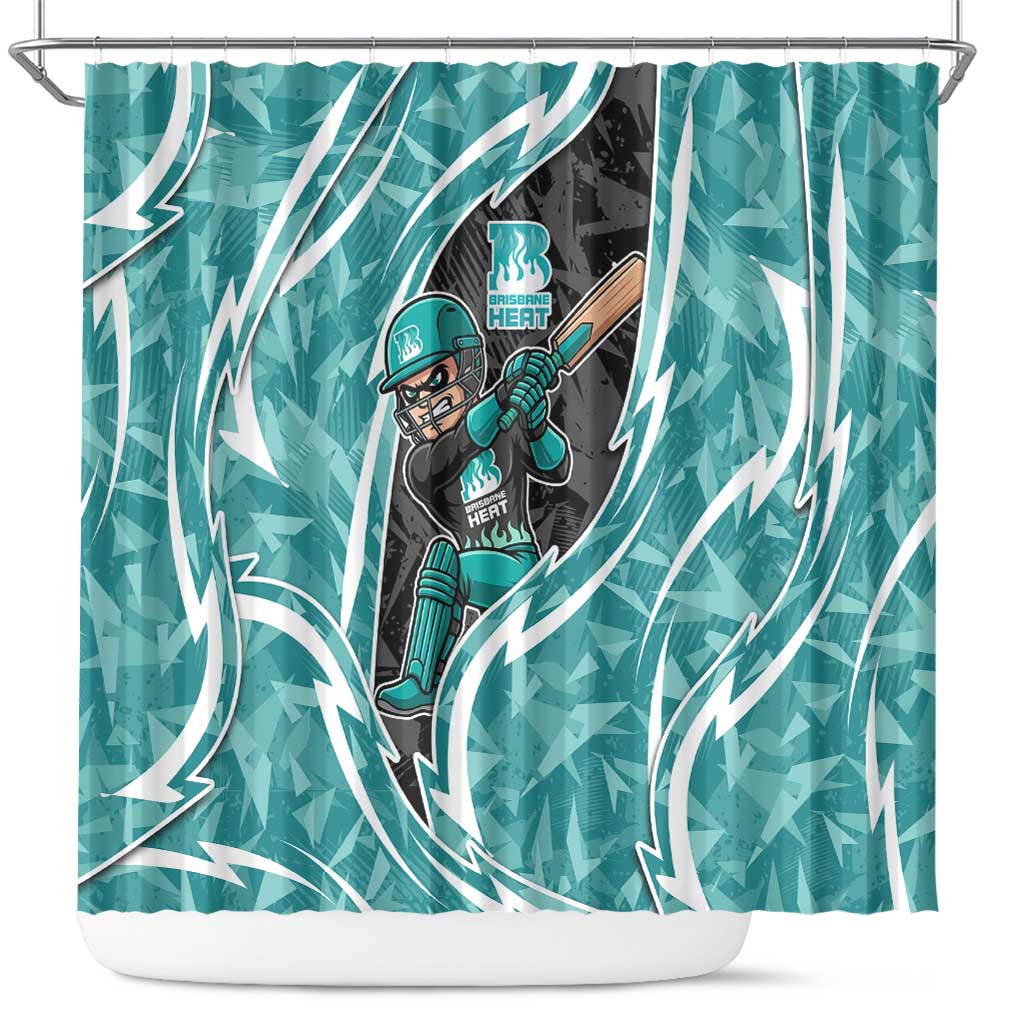 Brisbane Heat Shower Curtain Flaming Lightning Storm Geometric Sports Mascot Art