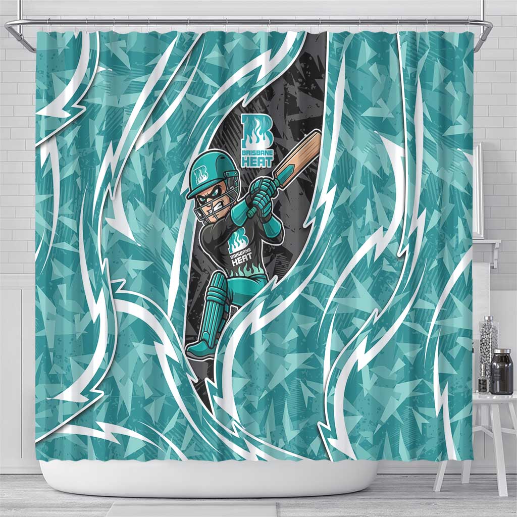 Brisbane Heat Shower Curtain Flaming Lightning Storm Geometric Sports Mascot Art