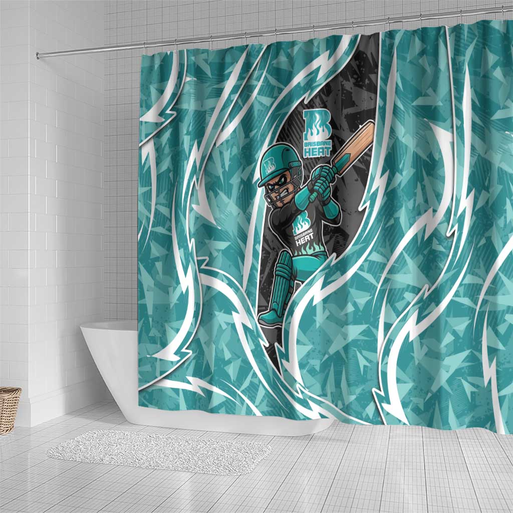 Brisbane Heat Shower Curtain Flaming Lightning Storm Geometric Sports Mascot Art